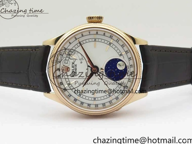MiroTime 0320 Cellini 50535 Moonphase RG GMF Best Edition White Dial on Brown Leather Strap A Lightweight 2634